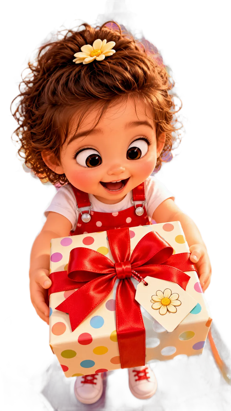 Annamaria holding a gift